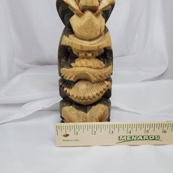 Hawaiian Tiki Totem 14.5" Hibiscus Wood Hand carved Intricate Tribal Design - Picture 10 of 15
